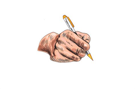 Hand with pen vector illustration, flat cartoon hand holding pen isolated on white 11265884 ...