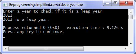 Leap year program in C | Programming Simplified