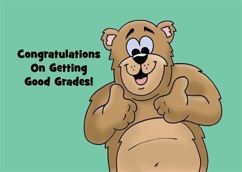 Congratulations On Getting Good Grades Cartoon Bear Giving Thumbs card ...