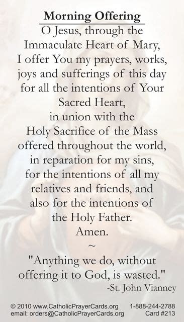 Morning Offering Prayer Card | Catholic prayers, Offering prayer, Prayers