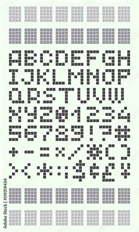 Pixel font in 4x5 pixel grid, numbers and letters. - Stock vector Stock ...