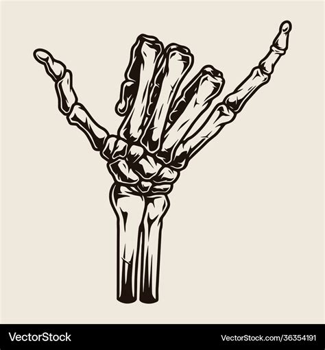 Skeleton hand showing shaka gesture Royalty Free Vector