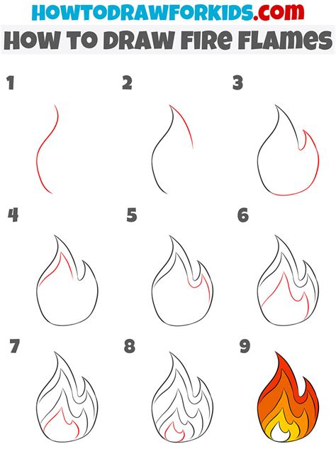 How to Draw Fire Flames - Easy Drawing Tutorial For Kids