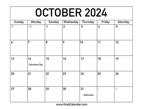 2024 October Calendar With Holidays - Ferne Beatrisa