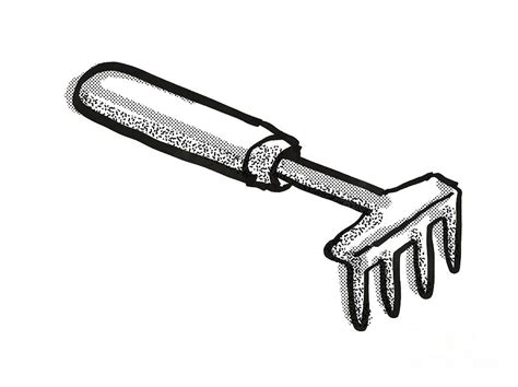 Hand Rake Garden Tool Cartoon Retro Drawing Digital Art by Aloysius Patrimonio - Fine Art America