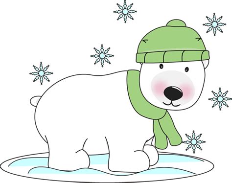 free Christmas Polar Bear Clip Art | Winter Polar Bear - winter polar bear in the snow wearing a ...