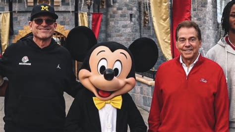 Jim Harbaugh and Nick Saban took a picture with Mickey Mouse ahead of ...