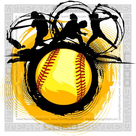 Fast Pitch Softball Design - Vector Clipart Players