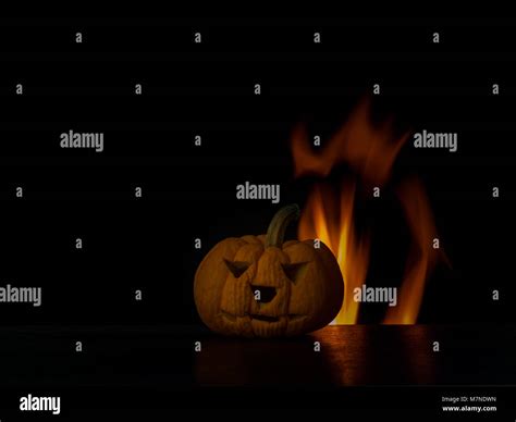 pumpkin on fire background, isolate black background Stock Photo - Alamy