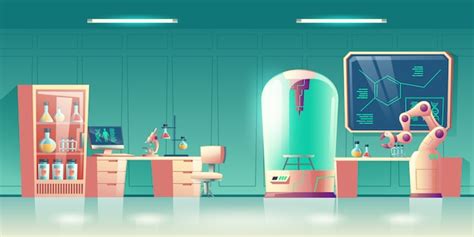 Free Vector | Future science laboratory, human genetics researcher workplace interior cartoon