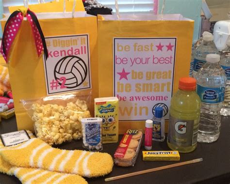 Volleyball team gift spirit bags. | Volleyball team gifts, Volleyball gifts, Volleyball tournaments