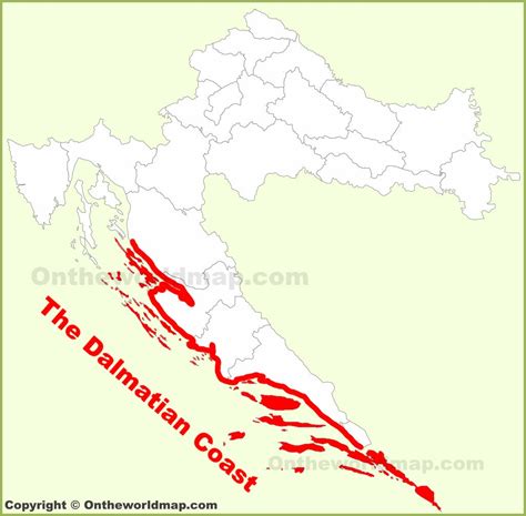 Dalmatian Coast location on the Croatia map - Ontheworldmap.com