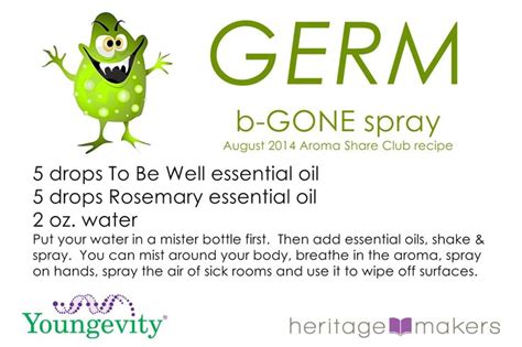 Recipe - Germ b-gone Spray #essentialoils #ygyclub | Youngevity essential oils, Essential oils ...