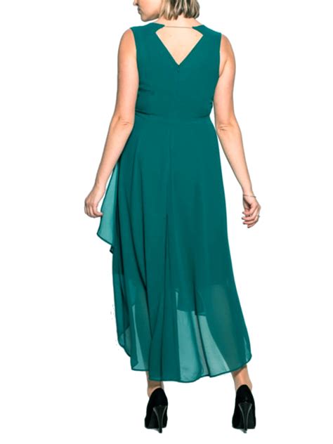 Wholesale Designer Plus Size Clothing by Sheego - - Sheego GREEN Sleeveless Chiffon Wrap Dress ...