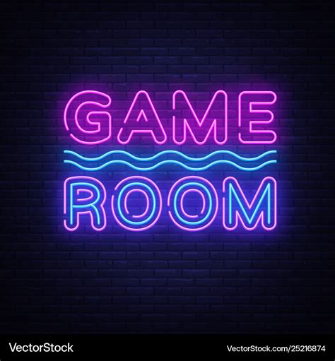 Game room neon text gaming neon sign Royalty Free Vector