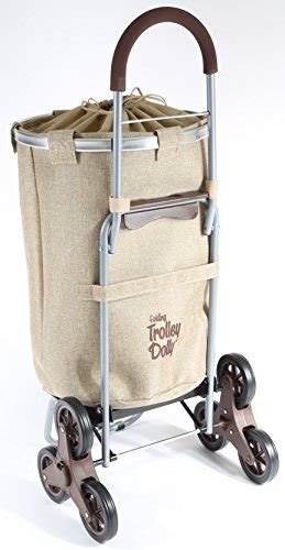 dbest products Stair Climber Laundry Trolley Dolly, Beige Laundry Bag Hamper Basket cart with ...