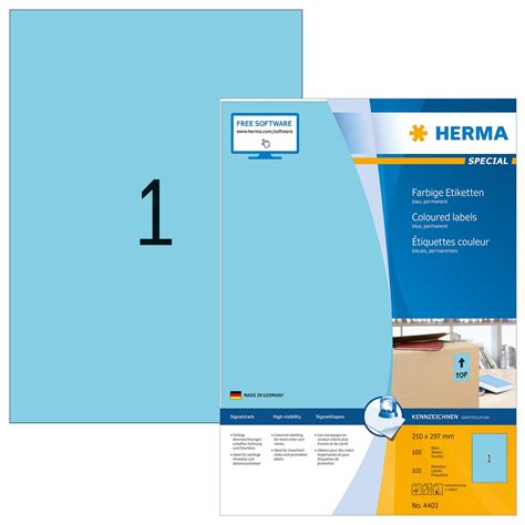 Labels NZ | Blue 210 x 297mm | HERMA | 4403