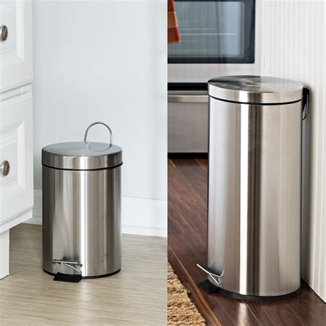 30L and 3L Stainless Steel Step Trash Can Combo, Round