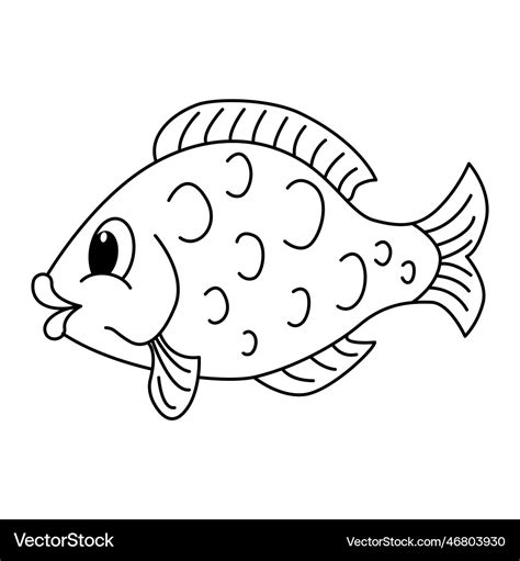 Cute fish cartoon coloring page for kids Vector Image