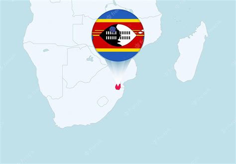 Premium Vector | Africa with selected swaziland map and swaziland flag icon