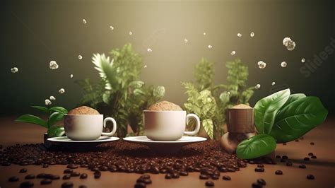 Coffee Drink Cup Green Leaves Powerpoint Background For Free Download ...