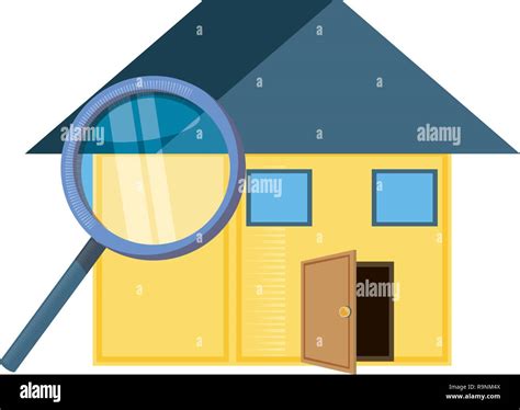 house facase exterior with magnifying glass vector illustration design ...