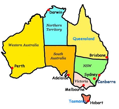 Australia states map - Map of Australia with states (Australia and New Zealand - Oceania)