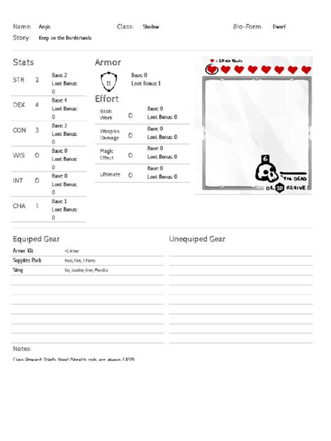 IC RPG Character Sheet Aegis | PDF