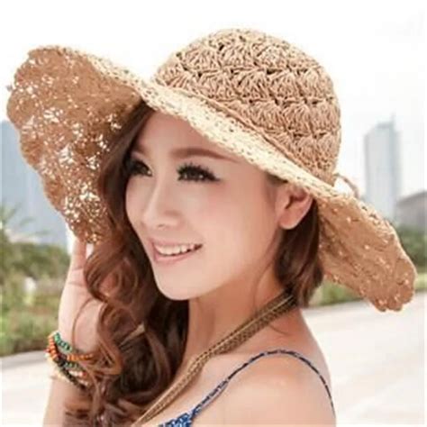 2016 Korean summer new hollow fan handmade straw hat large brimmed ...