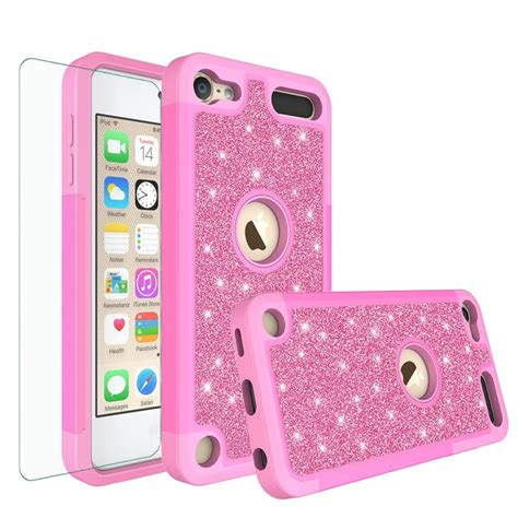 Apple iPod Touch 7 Case, Touch 5, 6, 7th Generation Cover, Luxury Glitter Bling Hybrid Case w ...