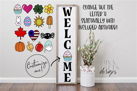 Vertical Welcome Sign Seasonal Interchangeable Bundle Set SV