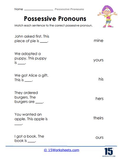 Possessive Pronouns Worksheets - 15 Worksheets.com