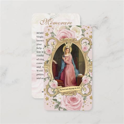 Religious Virgin Mary Vintage Pink Roses Prayer Enclosure Card | Zazzle