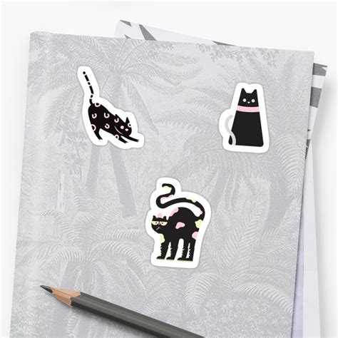 cute pink and Black cat Sticker by stickerworld- | Black cat sticker, Pink cat, Cat stickers