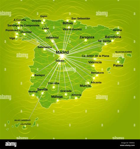 Bright illustration with map of Spain. Illustration with Spain map in ...