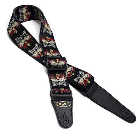 Skull Pattern Guitar Strap Electric Guitar Acoustic Guitar Folk Guitar Bass Strap-in Guitar ...