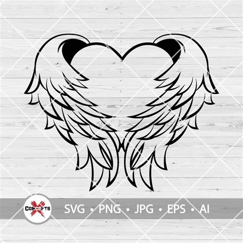 Angel Wings Svg, Wings Svg, Memorial Svg, Angel Svg, Heart Svg, Svg for Silhouette, Instant ...