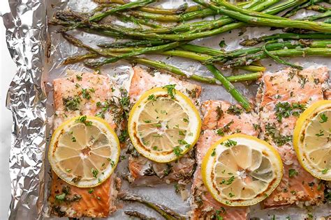 Sheet Pan Asparagus and Salmon {Baked with Lemon Butter} - Little Pine ...