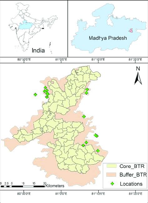 Map of Bandhavgarh Tiger Reserve and camera trap locations of Asiatic... | Download Scientific ...