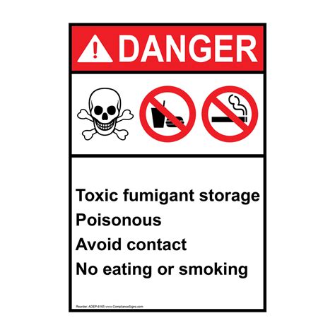 Portrait ANSI DANGER Toxic Fumes Sign ADEP-9507 Gases Hazardous Gas / Gas Lines