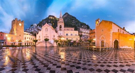 Piazza ix aprile in taormina sicily stock photo containing taormina and ...