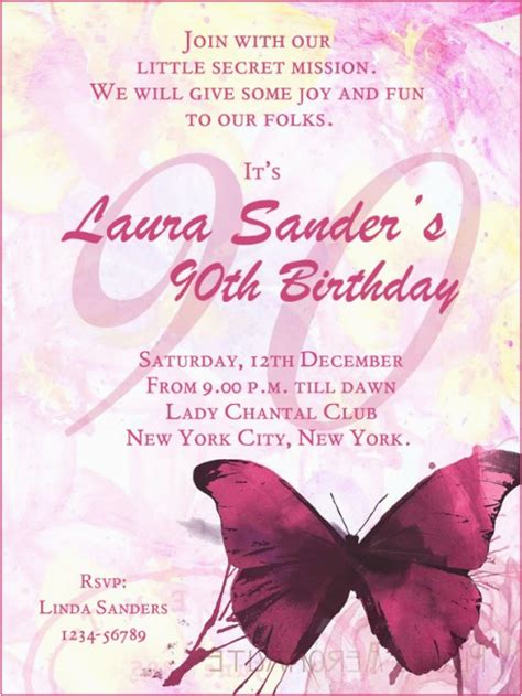 90th Birthday Invitations Wording Samples | BirthdayBuzz