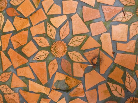 Free Stock Photo 10915 Leaf and Flower Shaped Terracotta Tiles | freeimageslive