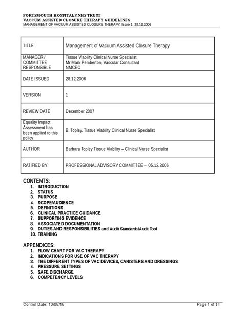 Management of Vacuum Assisted Closure Therapy | Wound | Nursing