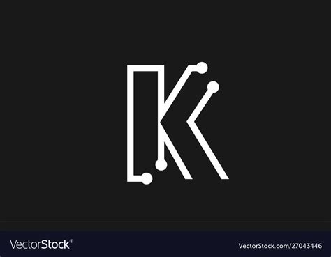 Alphabet letter k black and white logo design Vector Image