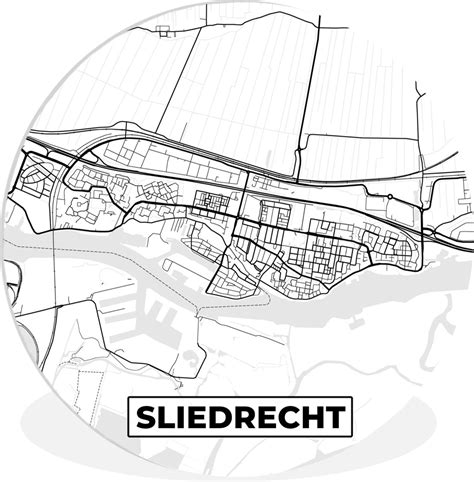 Wall Circle - Wall Circle Indoor - Map - Sliedrecht - Map - City Map - ⌀ 150 cm -... | bol.com