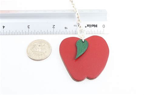 HERMES Bag Charm Apple Red & Green Leather Silver 925… - Gem