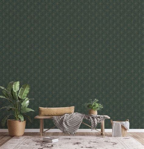 Emerald green geometric Wallpaper - Peel and Stick or Non-Pasted ...