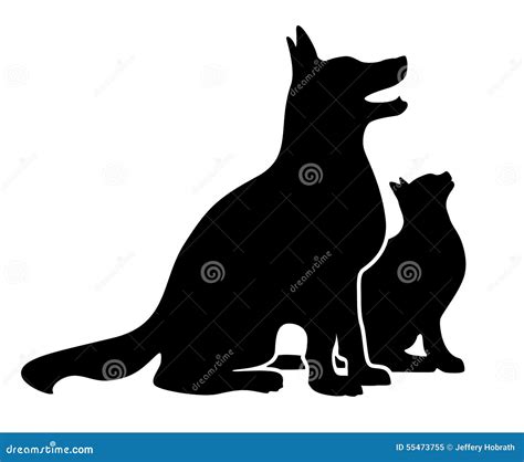 Dog And Cat Silhouette With Heart