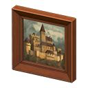 Fancy frame - Brown - Landscape oil painting | Animal Crossing (ACNH) | Nookea